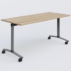 [Pas de famille] - [Pas de sous famille] - Table abattante gamme Arca 160-70 cm. Plateau Chêne naturel et pietement Aluminium.