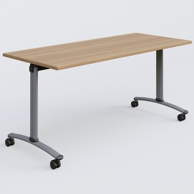 [Pas de famille] - [Pas de sous famille] - Table abattante gamme Arca 160-70 cm. Plateau Noyer et pietement Aluminium.