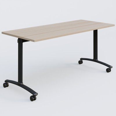 [Pas de famille] - [Pas de sous famille] - Table abattante gamme Arca 160-70 cm. Plateau Acacia et pietement Noir.