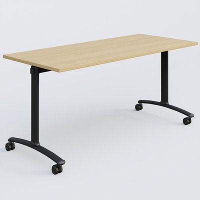 [Pas de famille] - [Pas de sous famille] - Table abattante gamme Arca 160-70 cm. Plateau Chêne clair et pietement Noir.