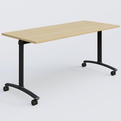 [Pas de famille] - [Pas de sous famille] - Table abattante gamme Arca 160-70 cm. Plateau Chêne clair et pietement Noir.