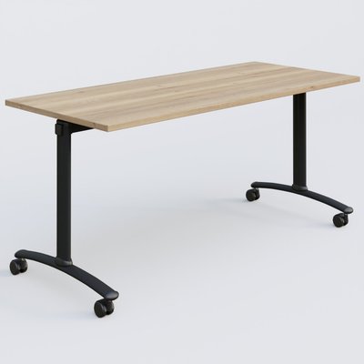 [Pas de famille] - [Pas de sous famille] - Table abattante gamme Arca 160-70 cm. Plateau Chêne naturel et pietement Noir.