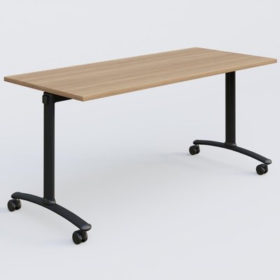 [Pas de famille] - [Pas de sous famille] - Table abattante gamme Arca 160-70 cm. Plateau Noyer et pietement Noir.