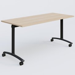 [Pas de famille] - [Pas de sous famille] - Table abattante gamme Arca 160-70 cm. Plateau Hêtre et pietement Noir.