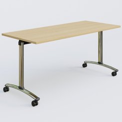 [Pas de famille] - [Pas de sous famille] - Table abattante gamme Arca 160-70 cm. Plateau Chêne clair et pietement Chrome.