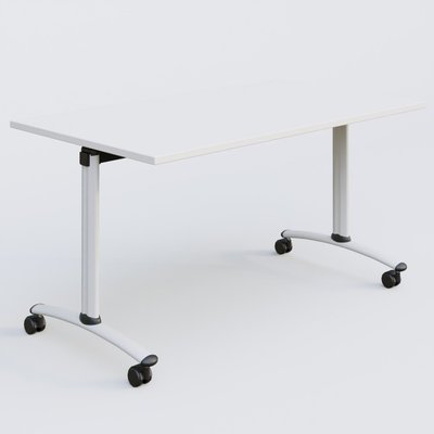 [Pas de famille] - [Pas de sous famille] - Table abattante gamme Arca 140-80 cm. Plateau Blanc et pietement Blanc.