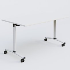 [Pas de famille] - [Pas de sous famille] - Table abattante gamme Arca 140-80 cm. Plateau Blanc et pietement Blanc.