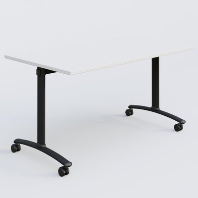 [Pas de famille] - [Pas de sous famille] - Table abattante gamme Arca 140-80 cm. Plateau Blanc et pietement Noir.