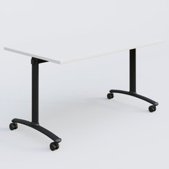 [Pas de famille] - [Pas de sous famille] - Table abattante gamme Arca 140-80 cm. Plateau Blanc et pietement Noir.
