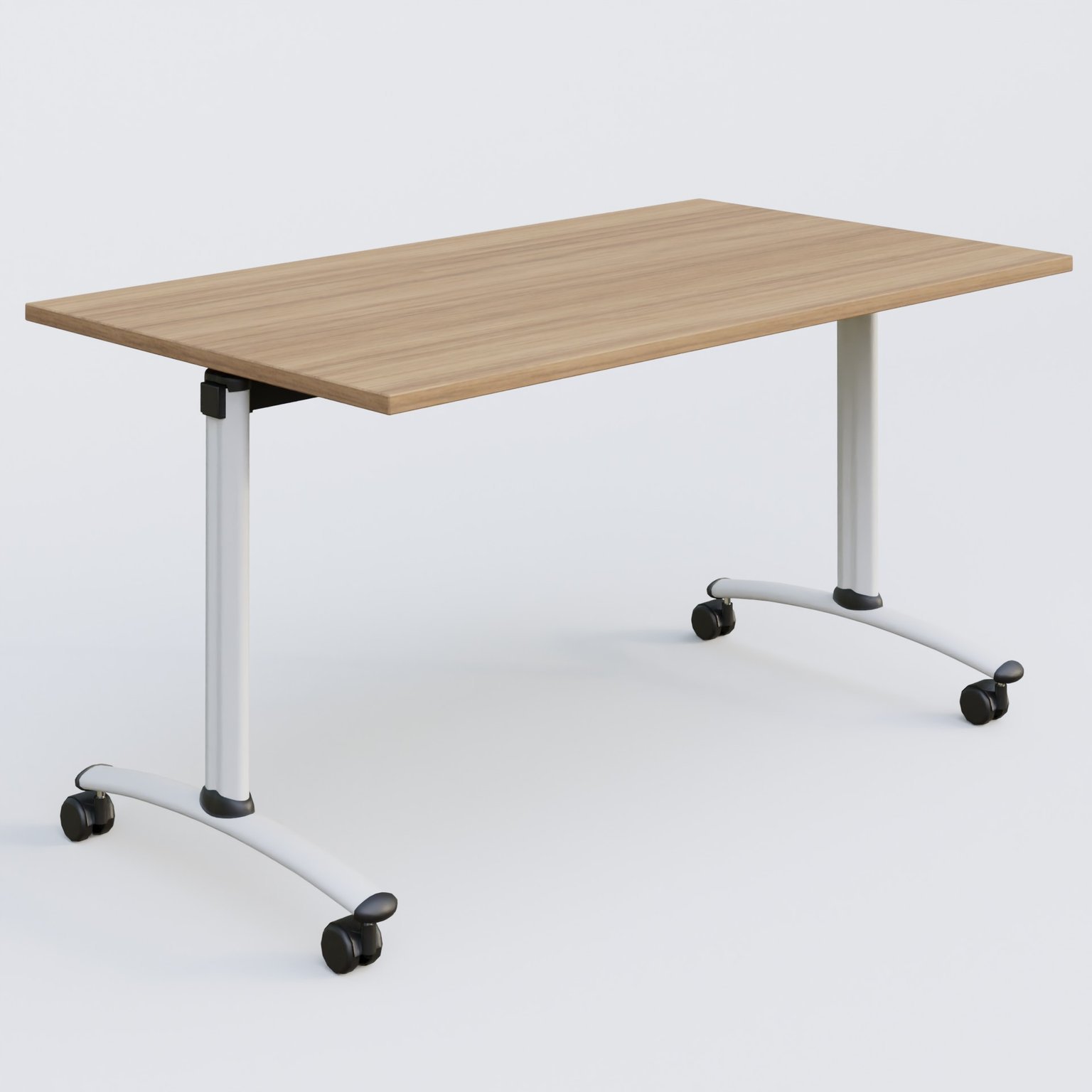 Table abattante gamme Arca 140-80 cm. Plateau Noyer et pietement Blanc.