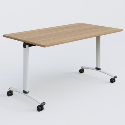 [Pas de famille] - [Pas de sous famille] - Table abattante gamme Arca 140-80 cm. Plateau Noyer et pietement Blanc.