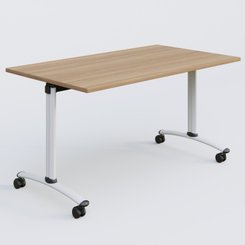 [Pas de famille] - [Pas de sous famille] - Table abattante gamme Arca 140-80 cm. Plateau Noyer et pietement Blanc.