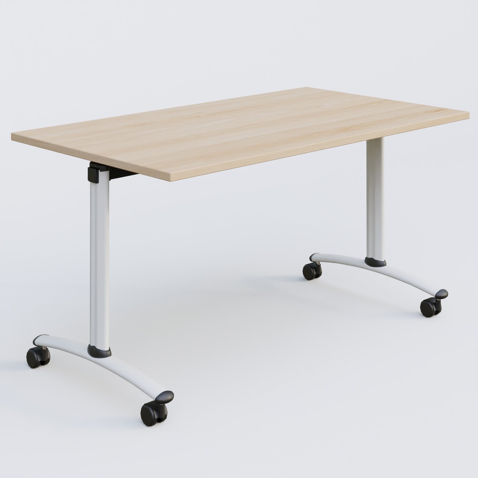 Table abattante gamme Arca 140-80 cm. Plateau Hêtre et pietement Blanc.