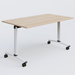 [Pas de famille] - [Pas de sous famille] - Table abattante gamme Arca 140-80 cm. Plateau Hêtre et pietement Blanc.