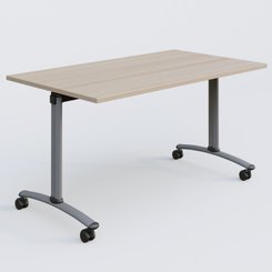 TABLES ABATTANTES - Plateaux 25 mm - Table abattante gamme Arca 140-80 cm. Plateau Acacia et pietement Aluminium.