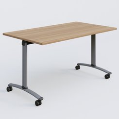 [Pas de famille] - [Pas de sous famille] - Table abattante gamme Arca 140-80 cm. Plateau Noyer et pietement Aluminium.