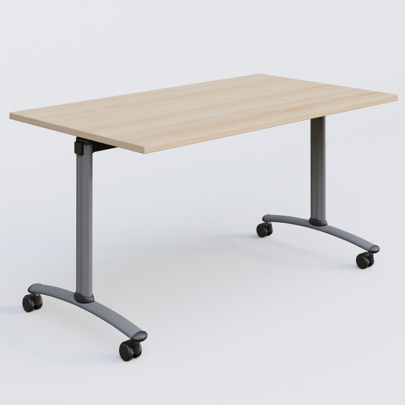 Table abattante gamme Arca 140-80 cm. Plateau Hêtre et pietement Aluminium.