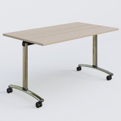 [Pas de famille] - [Pas de sous famille] - Table abattante gamme Arca 140-80 cm. Plateau Acacia et pietement Chrome.