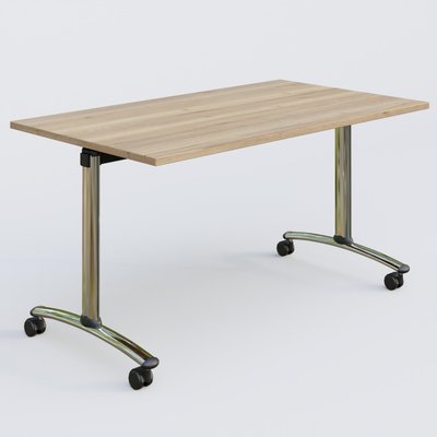 [Pas de famille] - [Pas de sous famille] - Table abattante gamme Arca 140-80 cm. Plateau Chêne naturel et pietement Chrome.