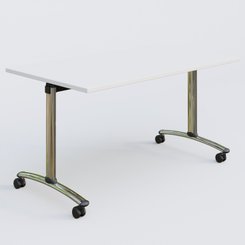 [Pas de famille] - [Pas de sous famille] - Table abattante gamme Arca 140-80 cm. Plateau Blanc et pietement Chrome.
