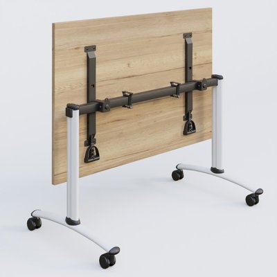 [Pas de famille] - [Pas de sous famille] - Table abattante gamme Arca 140-80 cm. Plateau Chêne naturel et pietement Blanc.
