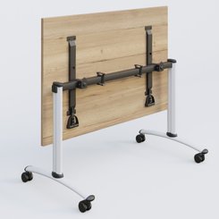 [Pas de famille] - [Pas de sous famille] - Table abattante gamme Arca 140-80 cm. Plateau Chêne naturel et pietement Blanc.