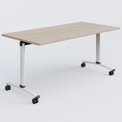 [Pas de famille] - [Pas de sous famille] - Table abattante gamme Arca 160-80 cm. Plateau Acacia et pietement Blanc.