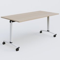 [Pas de famille] - [Pas de sous famille] - Table abattante gamme Arca 160-80 cm. Plateau Acacia et pietement Blanc.