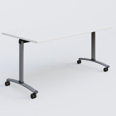 TABLES ABATTANTES - New Design - Table abattante gamme Arca 160-80 cm. Plateau Blanc et pietement Aluminium.