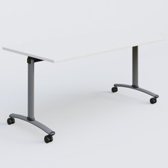 TABLES ABATTANTES - New Design - Table abattante gamme Arca 160-80 cm. Plateau Blanc et pietement Aluminium.
