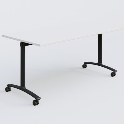 [Pas de famille] - [Pas de sous famille] - Table abattante gamme Arca 160-80 cm. Plateau Blanc et pietement Noir.