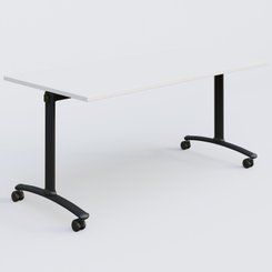 [Pas de famille] - [Pas de sous famille] - Table abattante gamme Arca 160-80 cm. Plateau Blanc et pietement Noir.