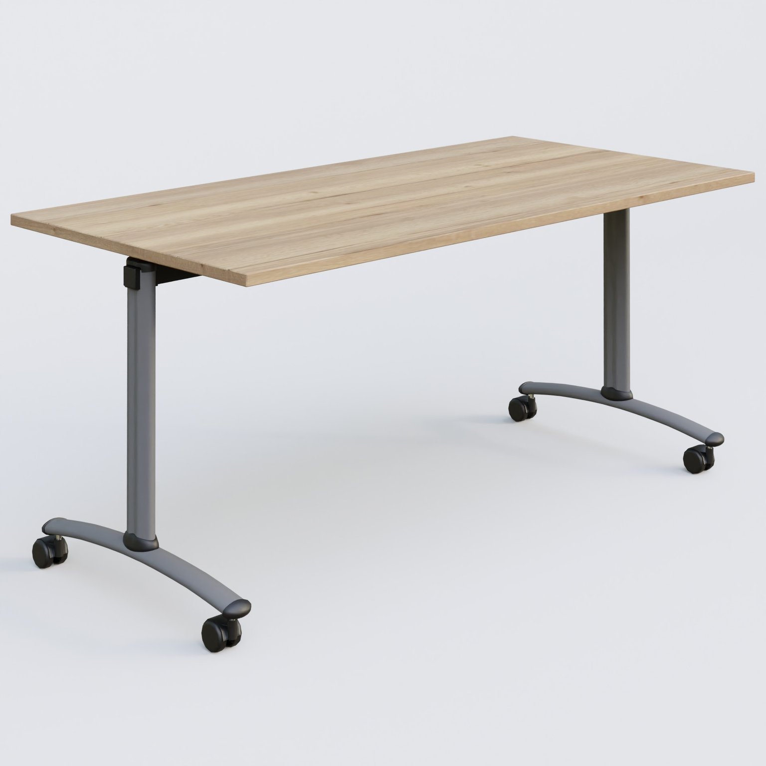 Table abattante gamme Arca 160-80 cm. Plateau Chêne naturel et pietement Aluminium.