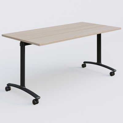 [Pas de famille] - [Pas de sous famille] - Table abattante gamme Arca 160-80 cm. Plateau Acacia et pietement Noir.