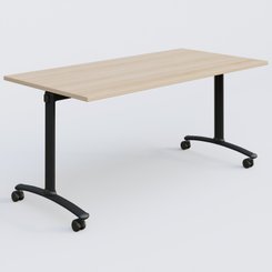 [Pas de famille] - [Pas de sous famille] - Table abattante gamme Arca 160-80 cm. Plateau Hêtre et pietement Noir.