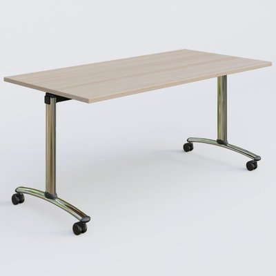 [Pas de famille] - [Pas de sous famille] - Table abattante gamme Arca 160-80 cm. Plateau Acacia et pietement Chrome.