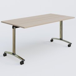 [Pas de famille] - [Pas de sous famille] - Table abattante gamme Arca 160-80 cm. Plateau Acacia et pietement Chrome.