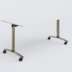[Pas de famille] - [Pas de sous famille] - Table abattante gamme Arca 160-80 cm. Plateau Blanc et pietement Chrome.