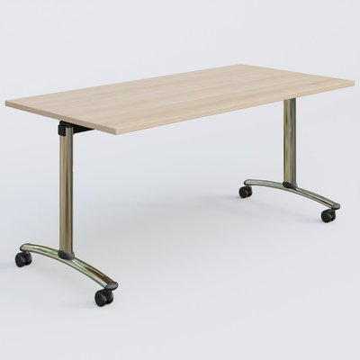 [Pas de famille] - [Pas de sous famille] - Table abattante gamme Arca 160-80 cm. Plateau Hêtre et pietement Chrome.
