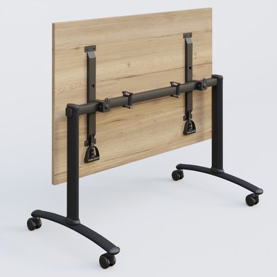 [Pas de famille] - [Pas de sous famille] - Table abattante gamme Arca 160-80 cm. Plateau Chêne naturel et pietement Noir.