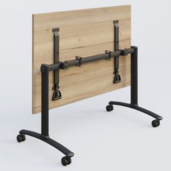 [Pas de famille] - [Pas de sous famille] - Table abattante gamme Arca 160-80 cm. Plateau Chêne naturel et pietement Noir.