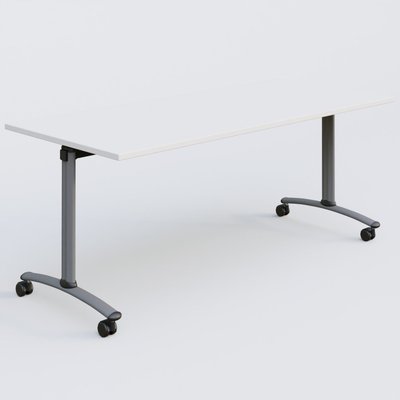TABLES ABATTANTES - New Design - Table abattante gamme Arca 180-80 cm. Plateau Blanc et pietement Aluminium.