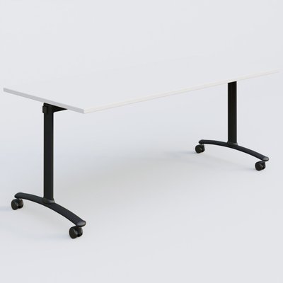 [Pas de famille] - [Pas de sous famille] - Table abattante gamme Arca 180-80 cm. Plateau Blanc et pietement Noir.