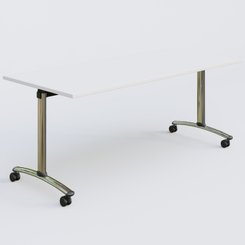 [Pas de famille] - [Pas de sous famille] - Table abattante gamme Arca 180-80 cm. Plateau Blanc et pietement Chrome.
