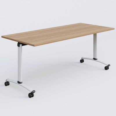 [Pas de famille] - [Pas de sous famille] - Table abattante gamme Arca 180-80 cm. Plateau Noyer et pietement Blanc.
