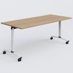 [Pas de famille] - [Pas de sous famille] - Table abattante gamme Arca 180-80 cm. Plateau Noyer et pietement Blanc.