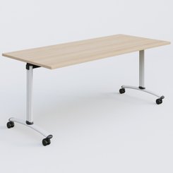 [Pas de famille] - [Pas de sous famille] - Table abattante gamme Arca 180-80 cm. Plateau Hêtre et pietement Blanc.