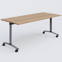 [Pas de famille] - [Pas de sous famille] - Table abattante gamme Arca 180-80 cm. Plateau Noyer et pietement Aluminium.