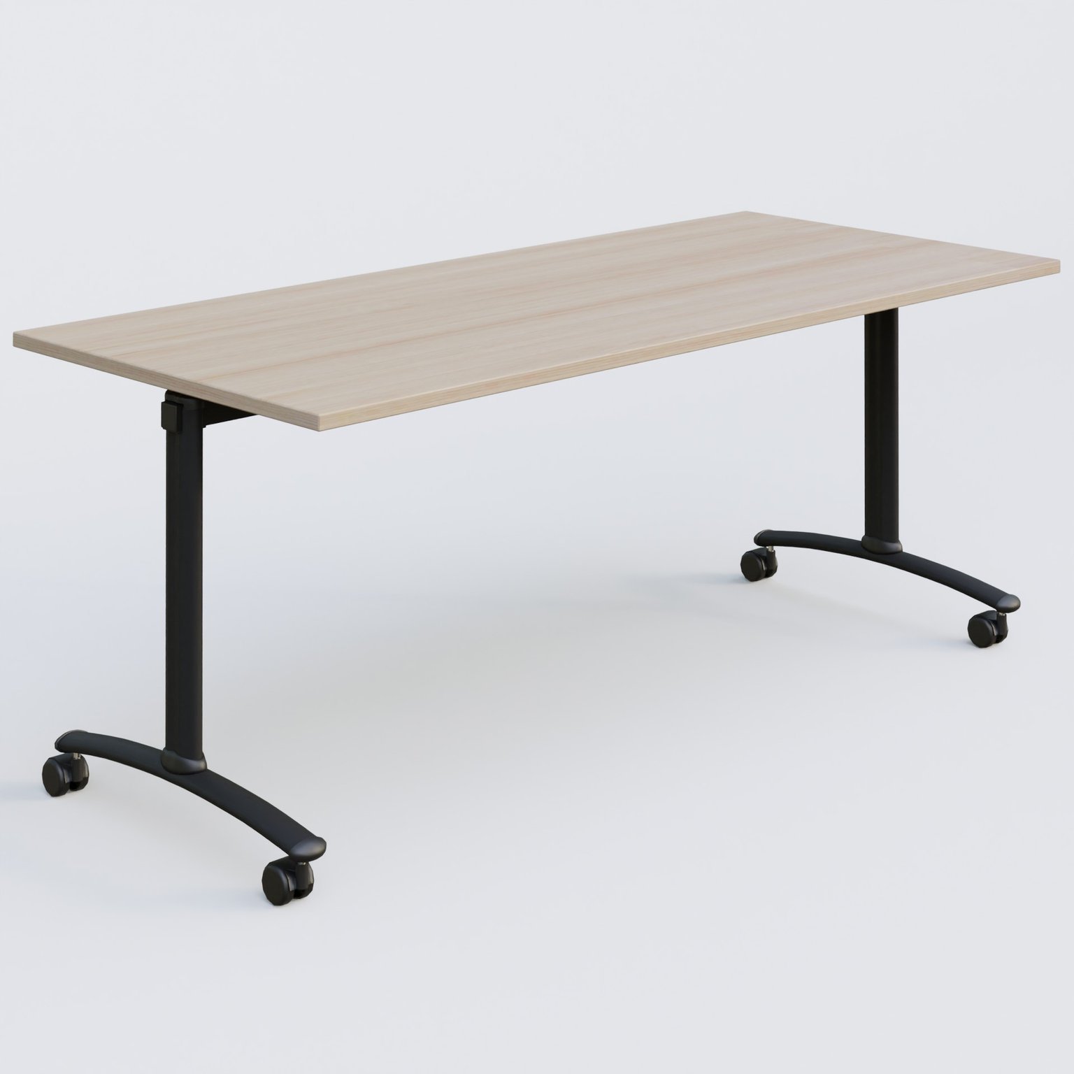 Table abattante gamme Arca 180-80 cm. Plateau Acacia et pietement Noir.