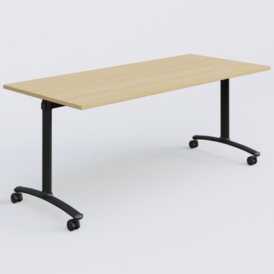 [Pas de famille] - [Pas de sous famille] - Table abattante gamme Arca 180-80 cm. Plateau Chêne clair et pietement Noir.